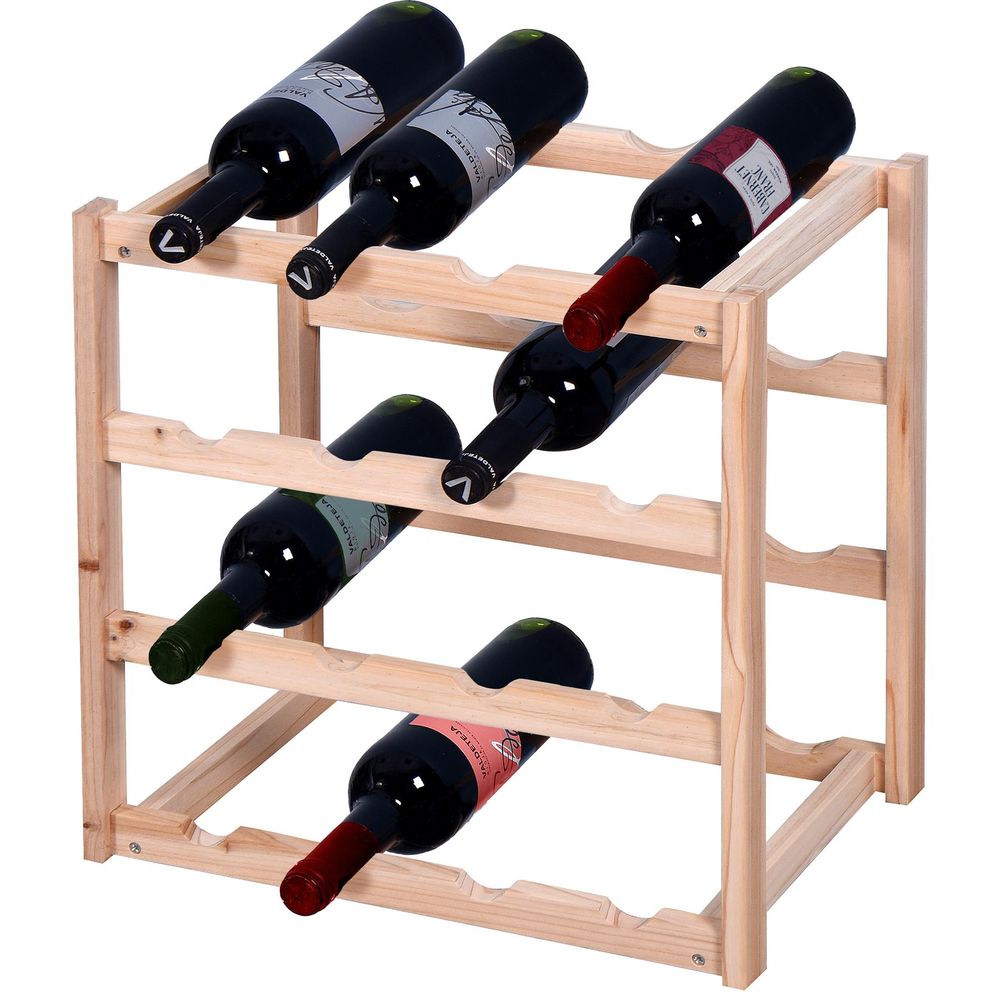Knight 4 Tier Natural Colour Wooden Wine Rack