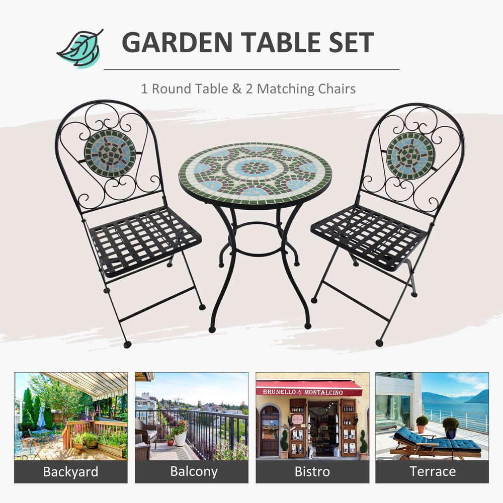 Premium 3pc Bistro Set: Folding Chairs, Patio Furniture, Outdoor - High Quality!