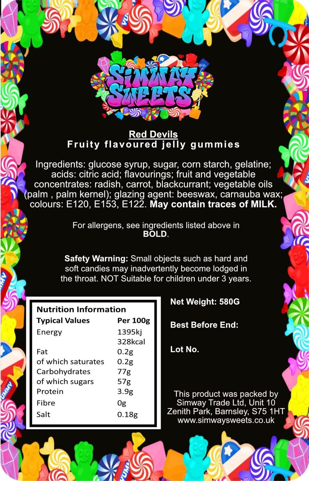 Delicious Red Devils Gummy Jelly Sweets in Gift Jar