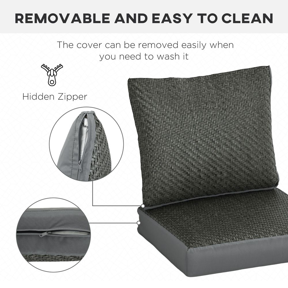 Enhance Outdoor Seating: Outsunny Set of 2 Seat Cushions with PE Rattan Cover - Grey