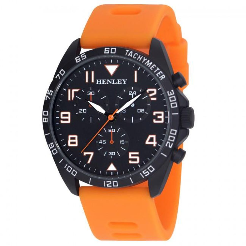 Henley Men's Multi-Eye Black Dial Orange Strap Watch H02215.8