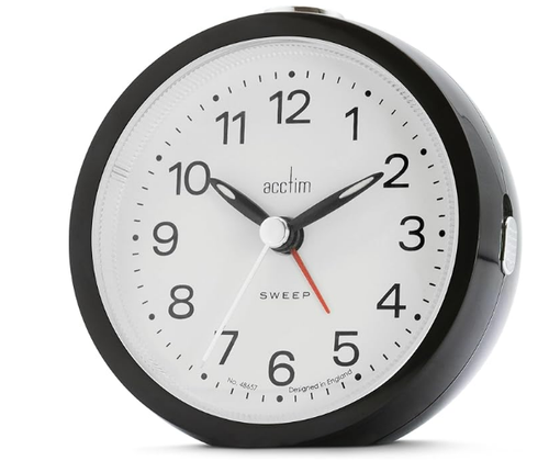 Acctim Elana Black Non-Ticking Sweep Analogue Alarm Clock 15763