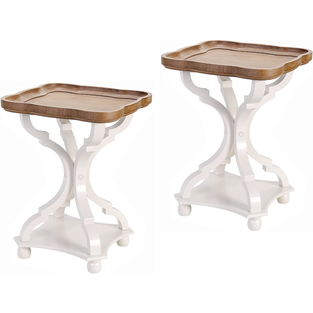 Knight Home Elizabeth French Country Accent Table with Octagonal Top, Natural + Distressed Black