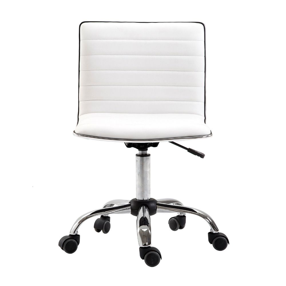 Armless Mid-Back Adjustable Office Chair 360 Swivel Ergonomic White HOMCOM