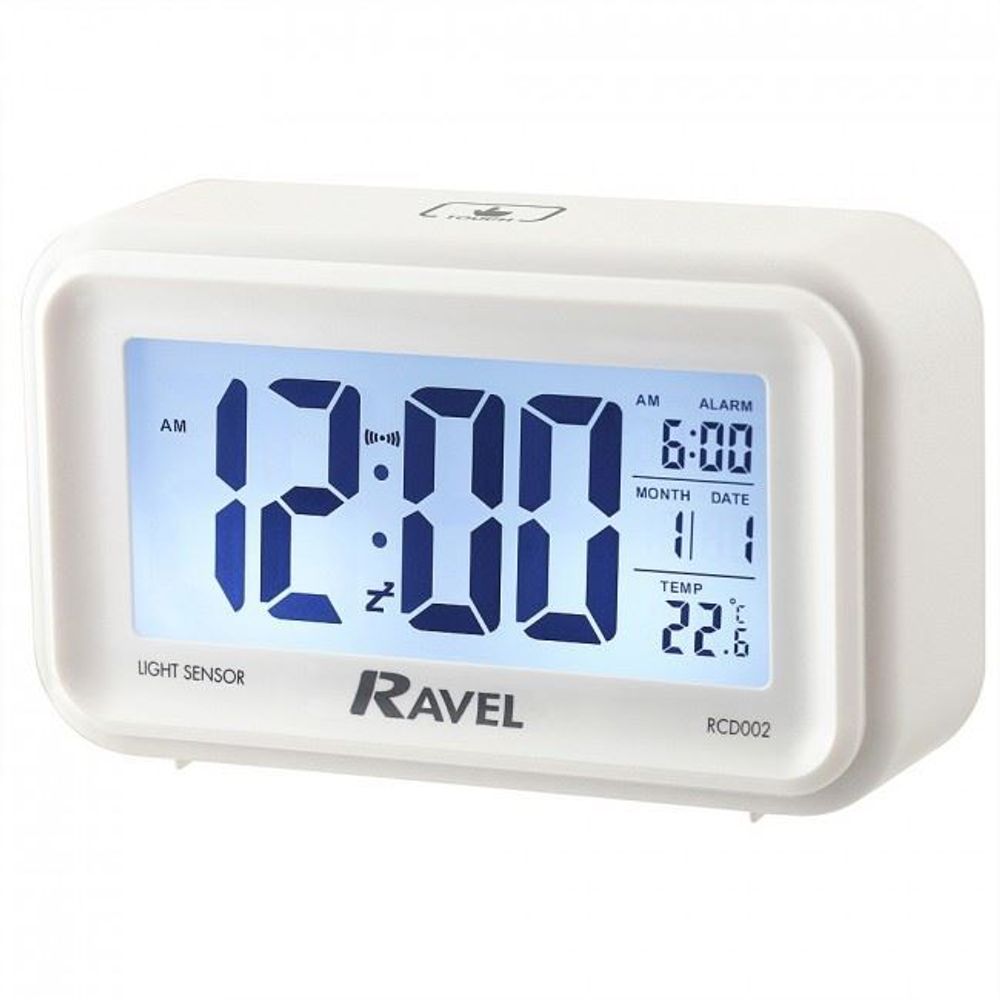 Ravel Quartz LCD Touch Alarm Clock White RCD002.4