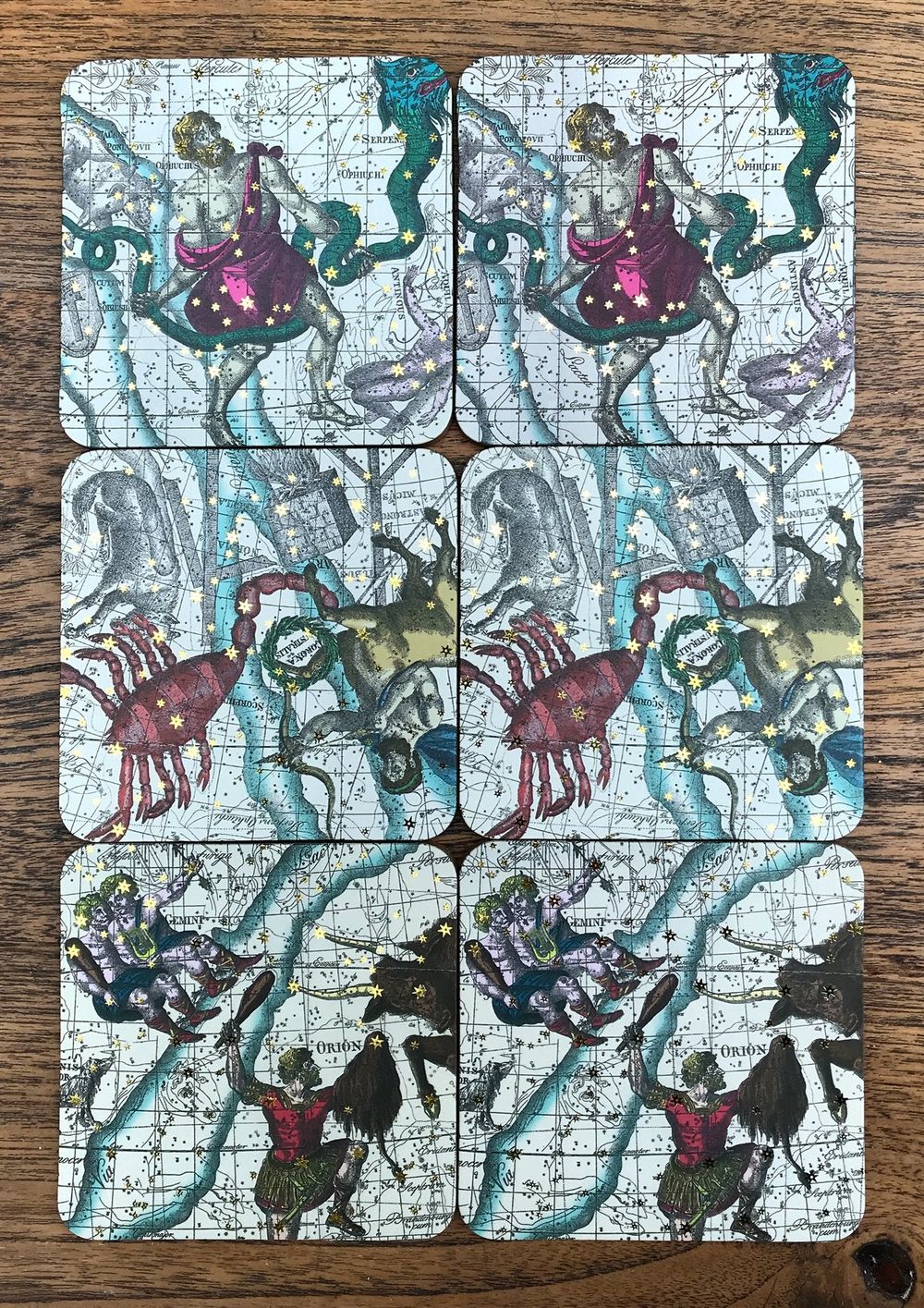 Premium Quality, 6-Pack Astrology Coasters in Gift Box