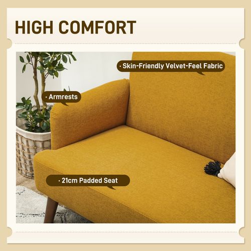 HOMCOM 2 Seater Sofa with 21cm Thick Padding and Wood Legs