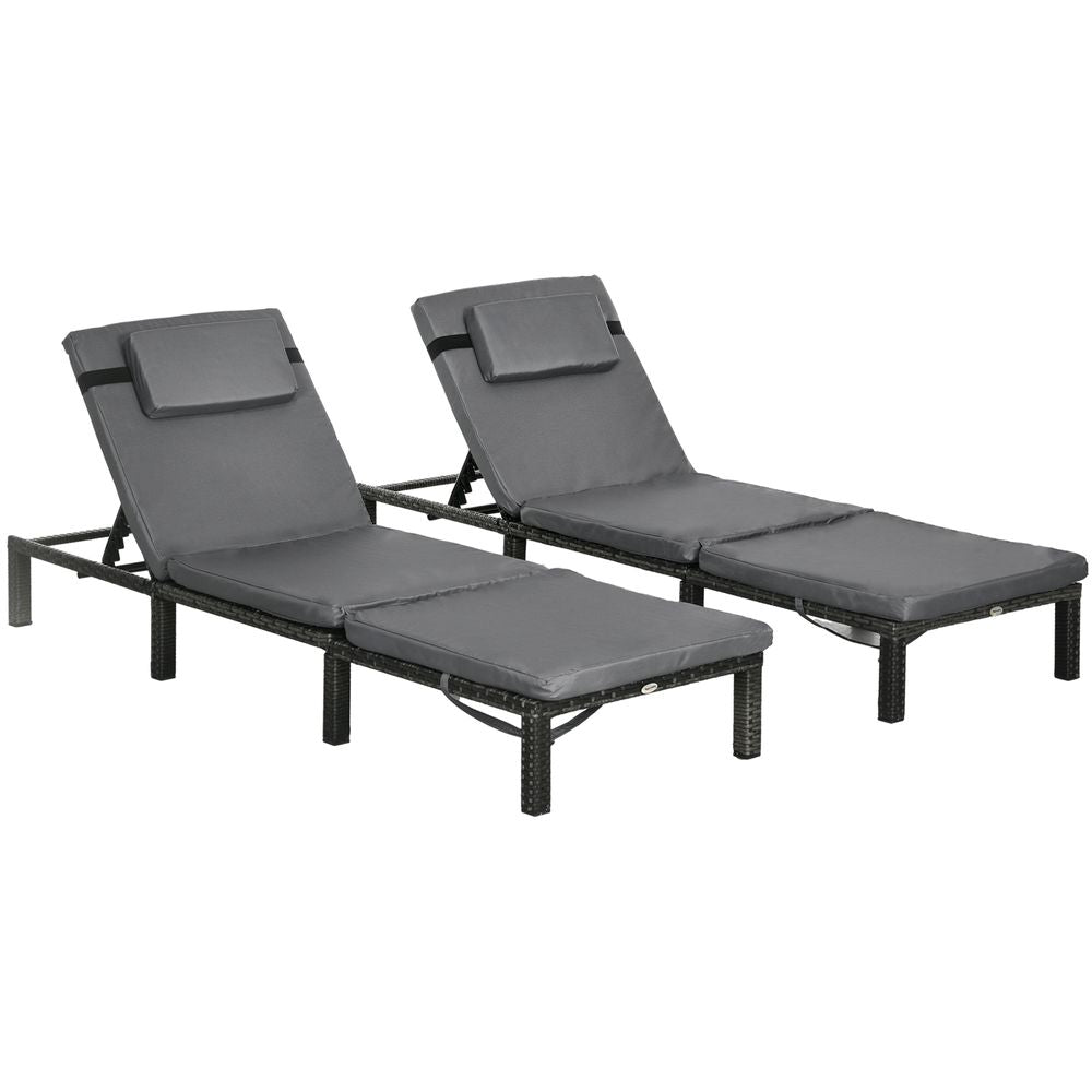 Premium Outsunny Rattan Sun Loungers - Poolside Luxury with Padded Cushion