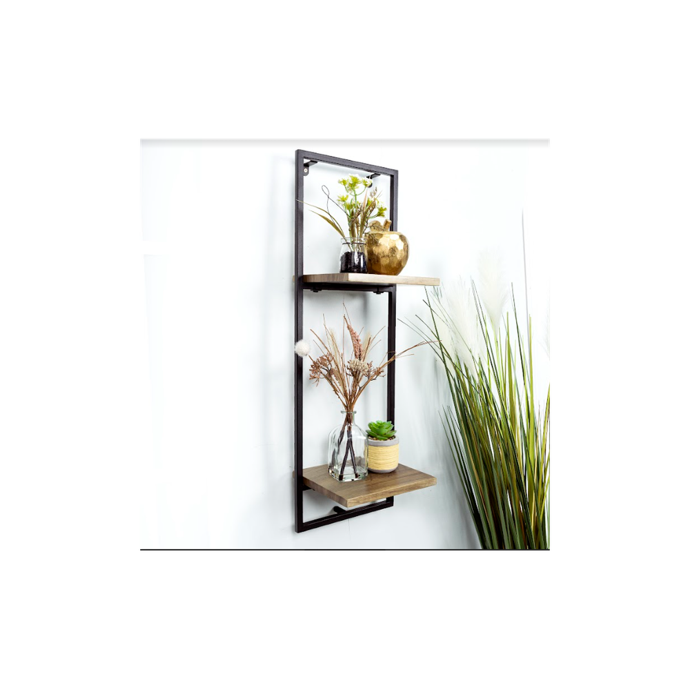 SHLEDECOR Narrow 2 Tier Steel Wall Shelf. Wall Shelves Display Hanging. Shelf Unit Wall Bookshelf