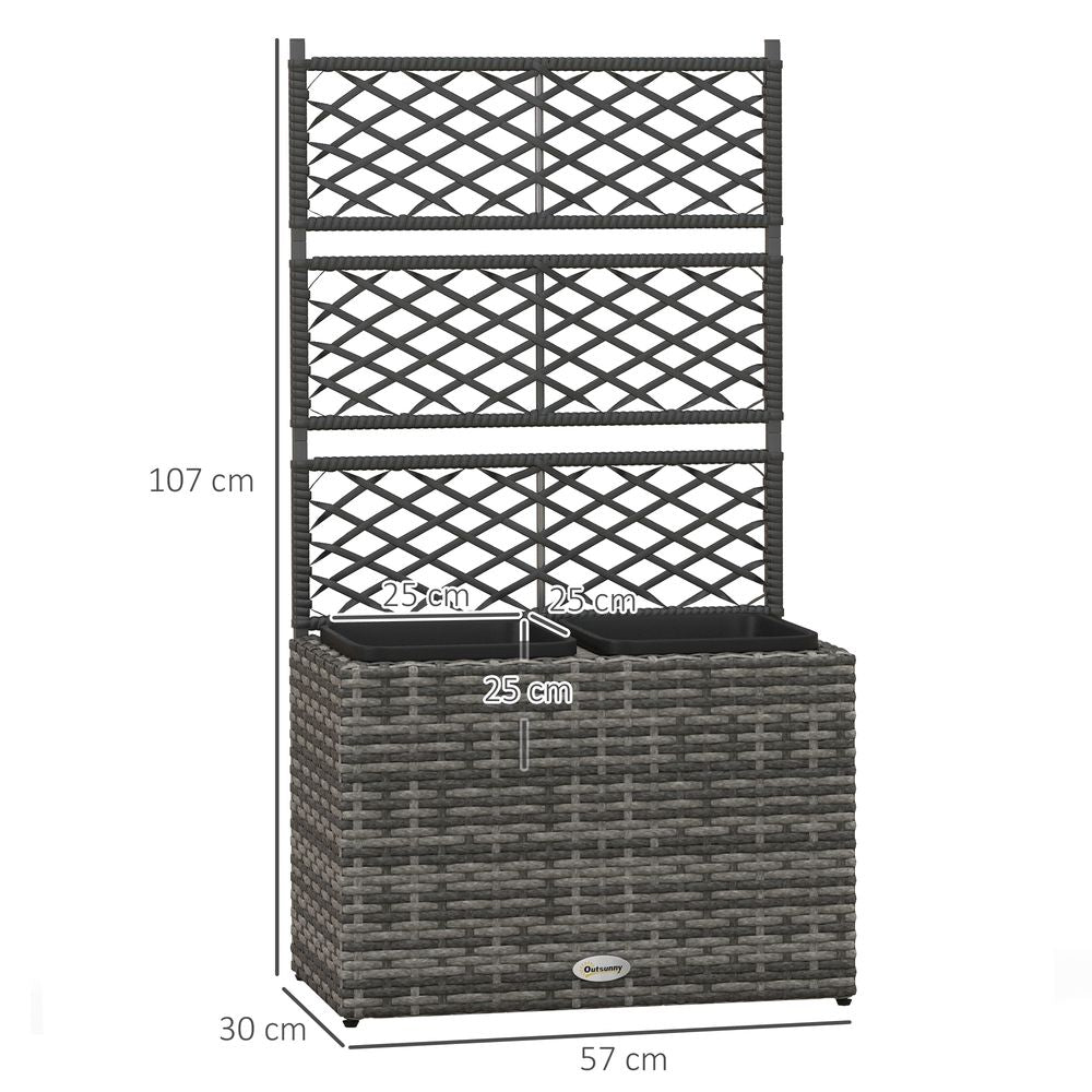 Premium Outsunny 57x30x107cm Rattan Planter Box with Trellis - Ideal for Garden & Flower Beds