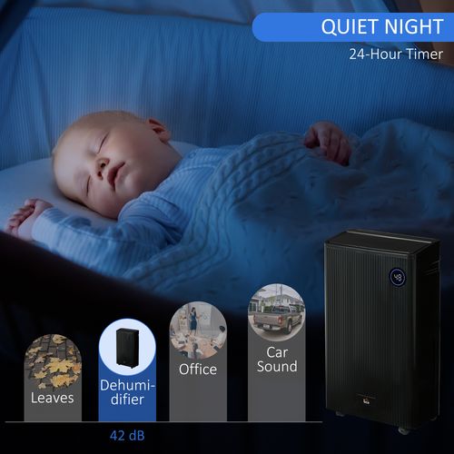 HOMCOM 16L/Day Quiet Air Dehumidifier with Purifier, UVC, Ioniser, Timer