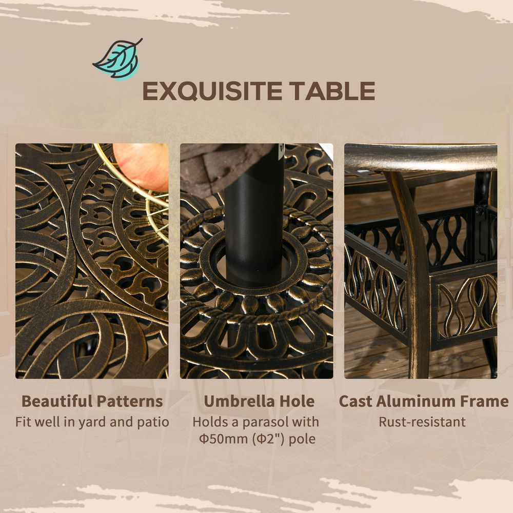 Dining Set: 5-Pcs, 4 Chairs, 1 Round Table with Umbrella Hole