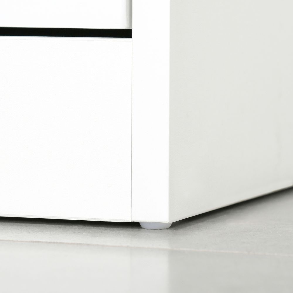 HOMCOM Shoe Cabinet with 4 Flip Drawers Wood Tipping Bucket Narrow Storage Cupboard with Adjustable Shelf, for Hallway, White, 98L x 24W x 83H cm