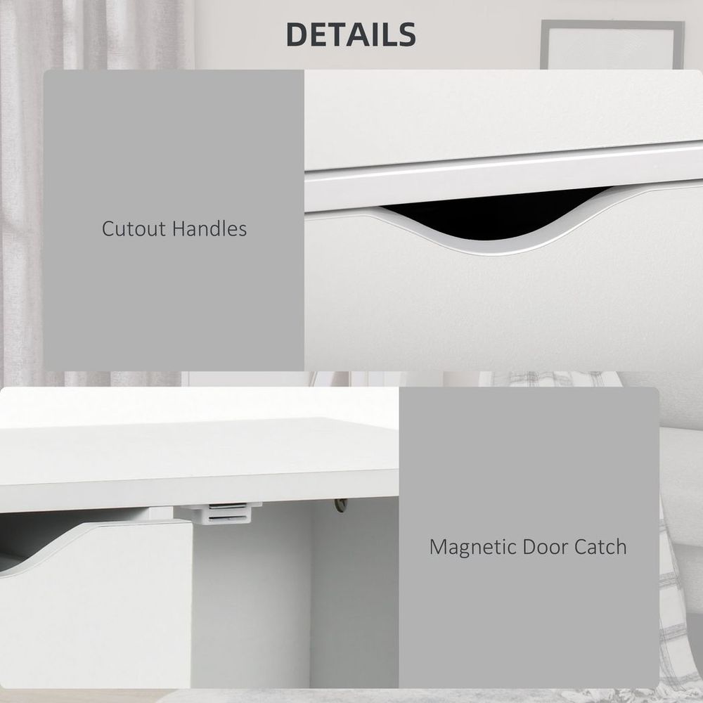 Modern Storage Cabinet Organizer with 4 Drawers and 1 Shelf, White