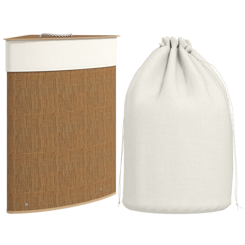 HOMCOM 55L Laundry Hamper with Removable Washable Liner Bag