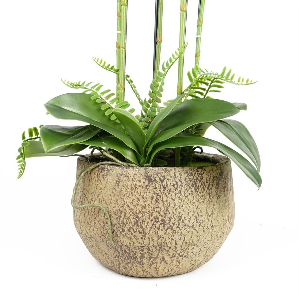 Botanik - 80cm Large Orchid Lime Yellow Artificial - 41 Real Touch Flowers - High-Quality Craftsmanship