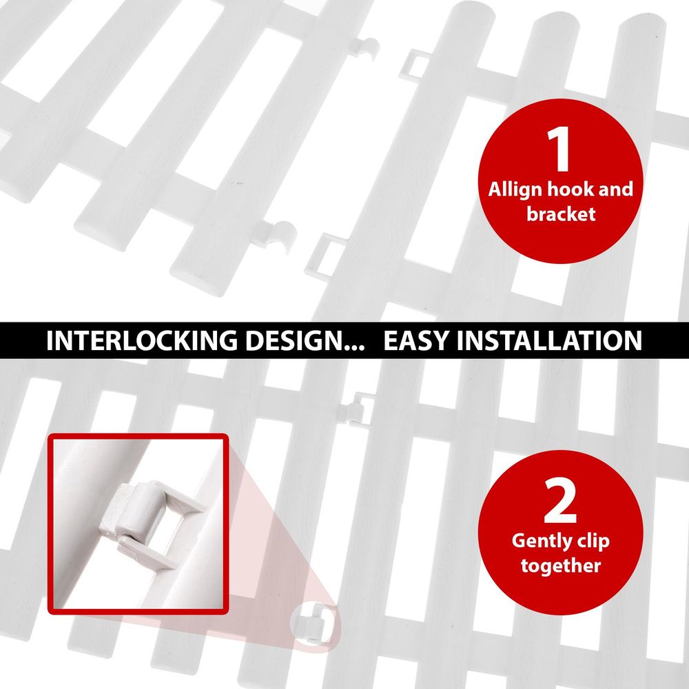 ASAB White Fence Garden Edging AS-07798 - Easy Install, Durable Plastic Panels - Ideal for Gardens, Yards, and More!