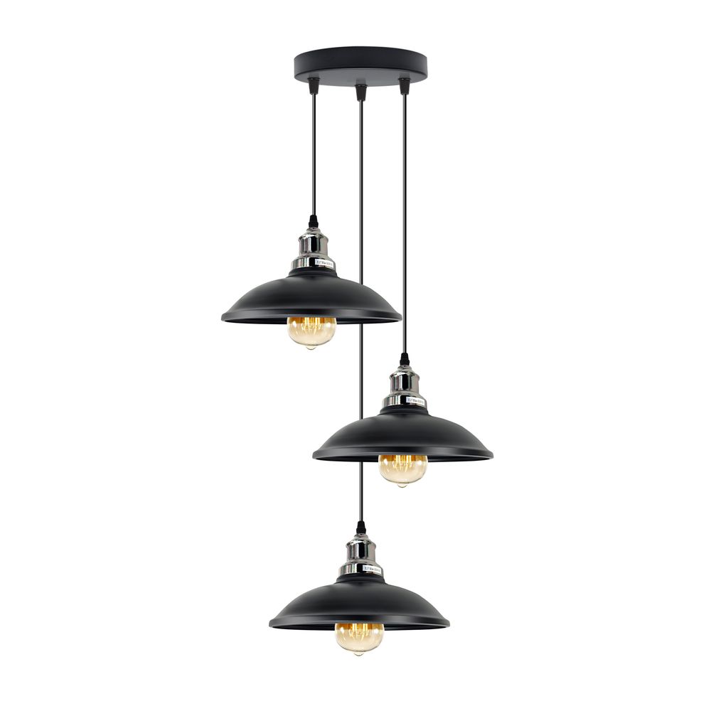 3 Head Vintage Industrial E27 Ceiling Hanging Light Shade Metal Pendant Lamp
