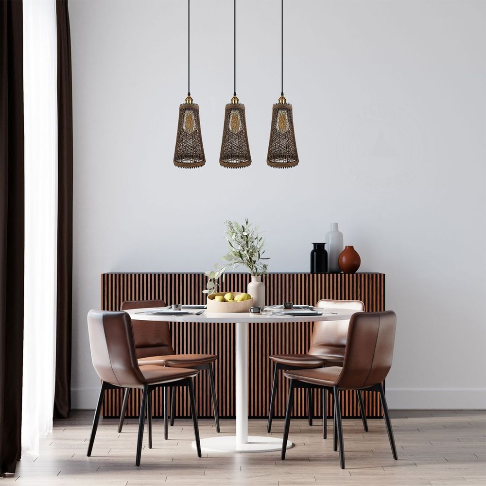 Retro Industrial Vintage Rattan Ceiling Pendant - 3 Head Natural Wicker Basket Style - High-Quality Materials - Dimmable - Free Shipping