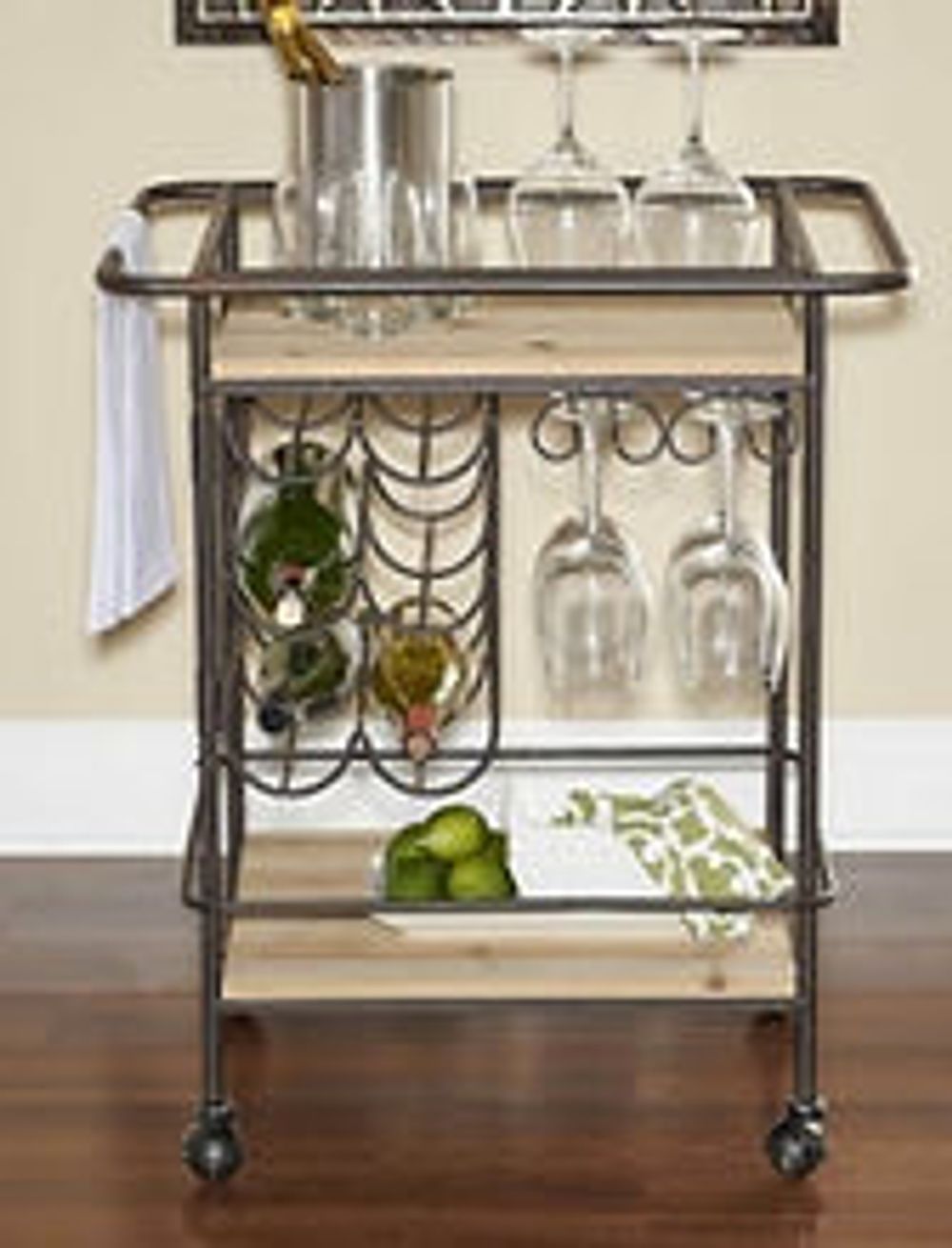 Premium 75CM Metal Drinks Trolley - Industrial-style Kitchen Cart with Storage - Easy Roll & Brakes