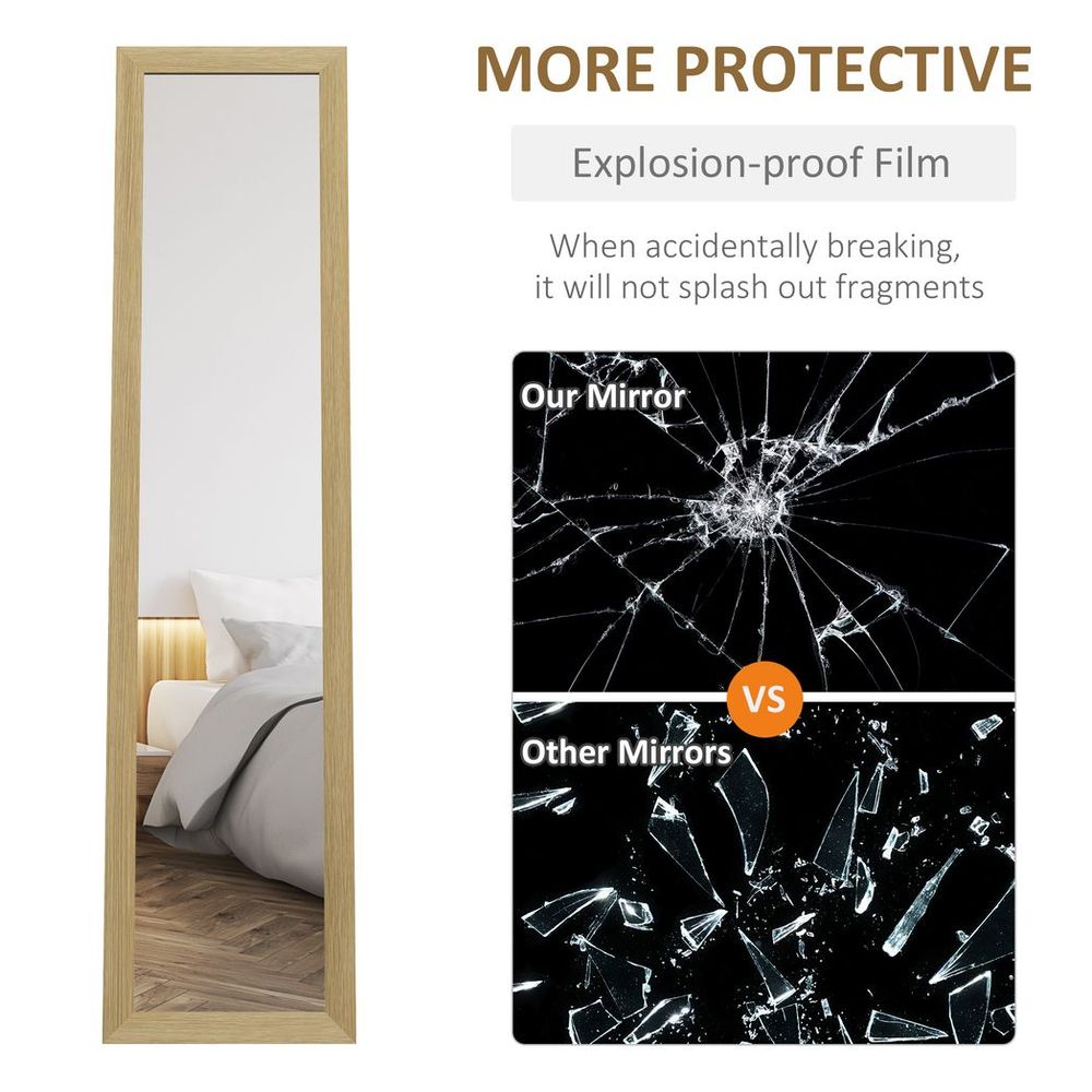 HOMCOM Full Length Mirror, Farmhouse Wall & Floor Mirror - Hanging & Freestanding