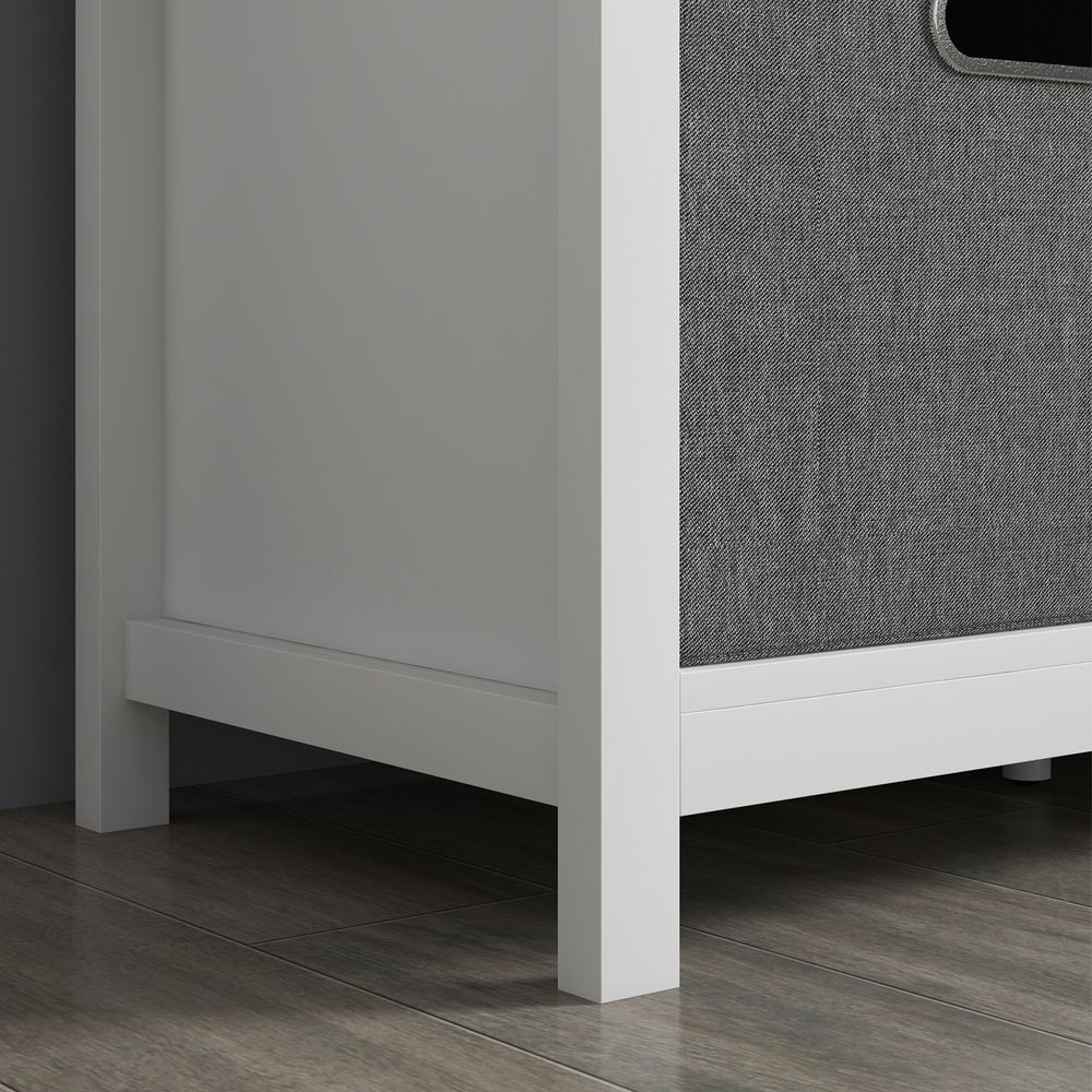 HOMCOM Shoe Bench w/ Cushioned Seat & Fabric Drawers - Entryway & Hallway Organizer - White