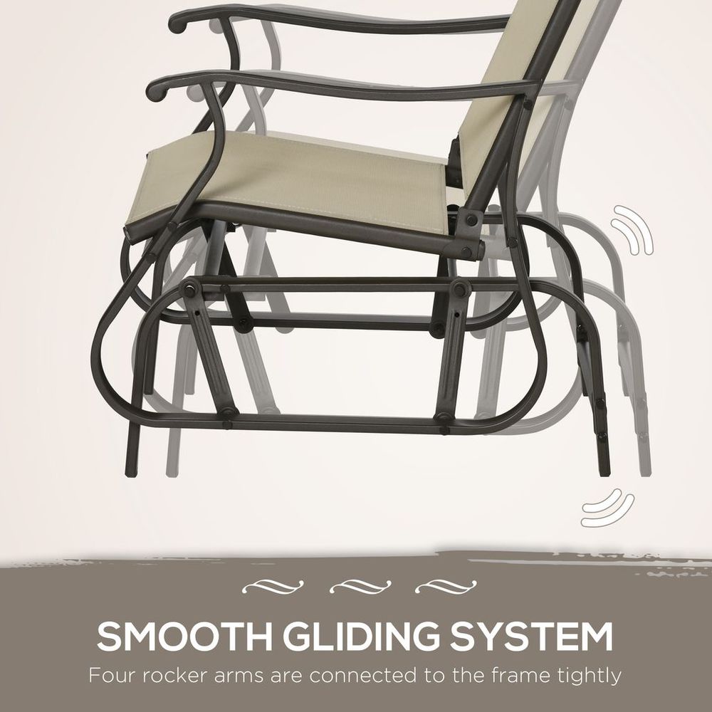 High-Quality 3PCS Outdoor Gliding Chairs w/ Table Set - Patio Garden Furniture - Khaki
