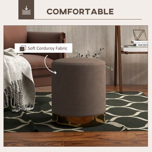 HOMCOM Modern Round Footstool, Fabric Upholstered Foot Rest