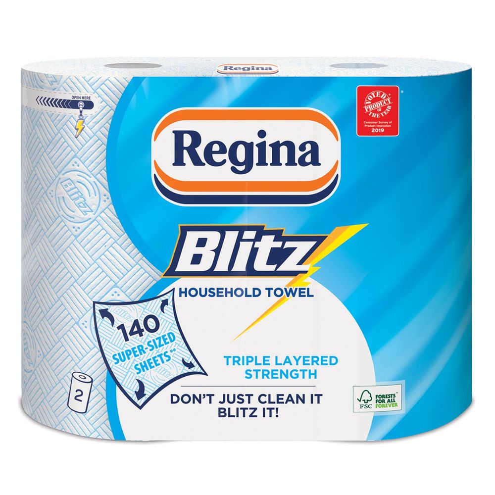 Multi Rolls Of Regina Blitz 3 Ply Kitchen Roll Paper Towels - 70 Sheets Per Roll