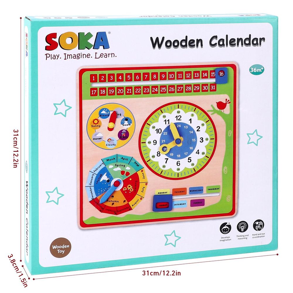 SOKA Wooden Calendar - Engaging Learning Tool for Kids