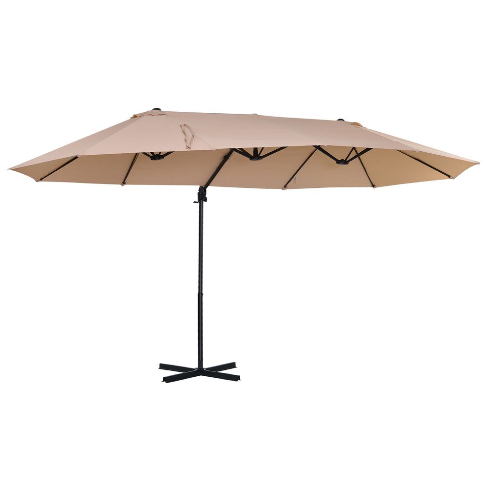 Large Outdoor Double Canopy Parasol w/ Steel Pole & 12 Support Ribs