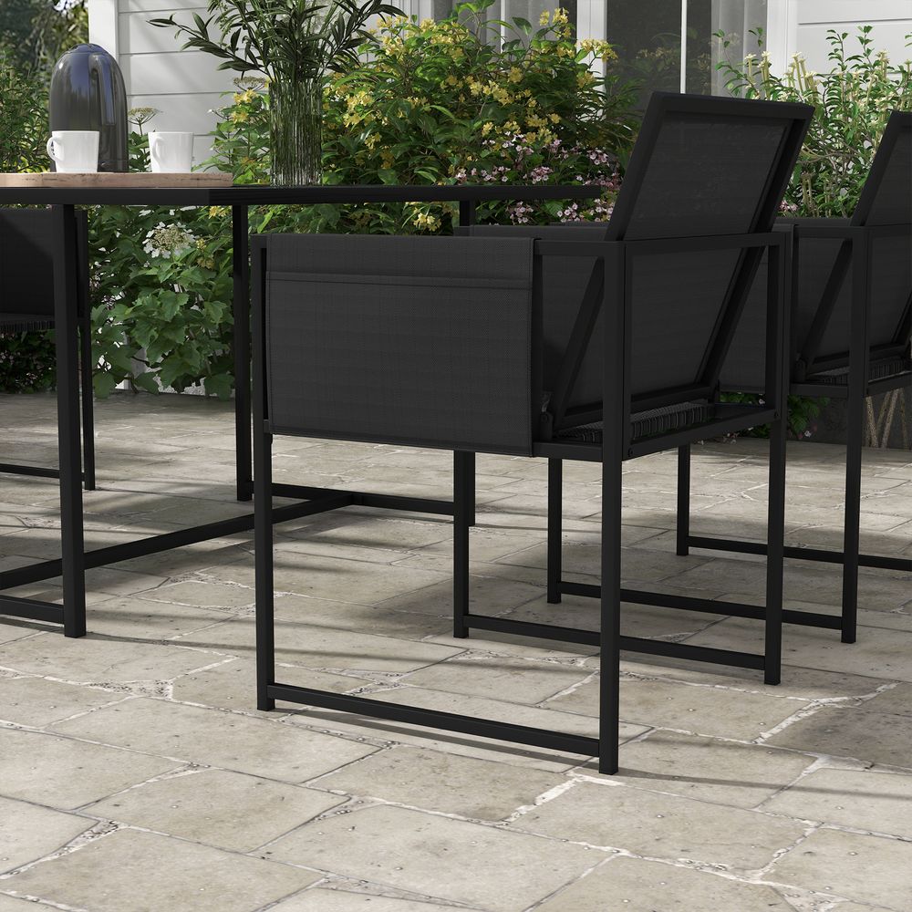 Outsunny Garden Furniture Set: 4 Seater Table & Chairs, Adjustable Backrest