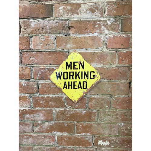 Metal Square Wall Sign - Men At Work