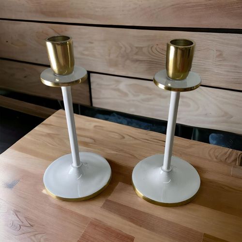 Glossy White Irina Candlestick, 20cm