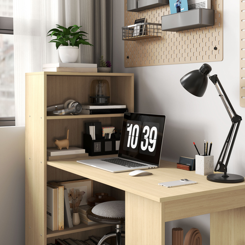 HOMCOM 120cm Computer Desk Bookshelf Writing Table Workstation 6 Shelves