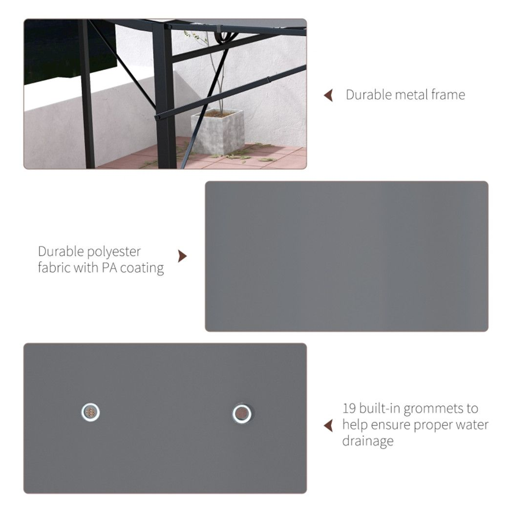 Patio Gazebo Dark Gray, Black Frame 9.8' L x 8.2' W x 6.6'-8.2' H