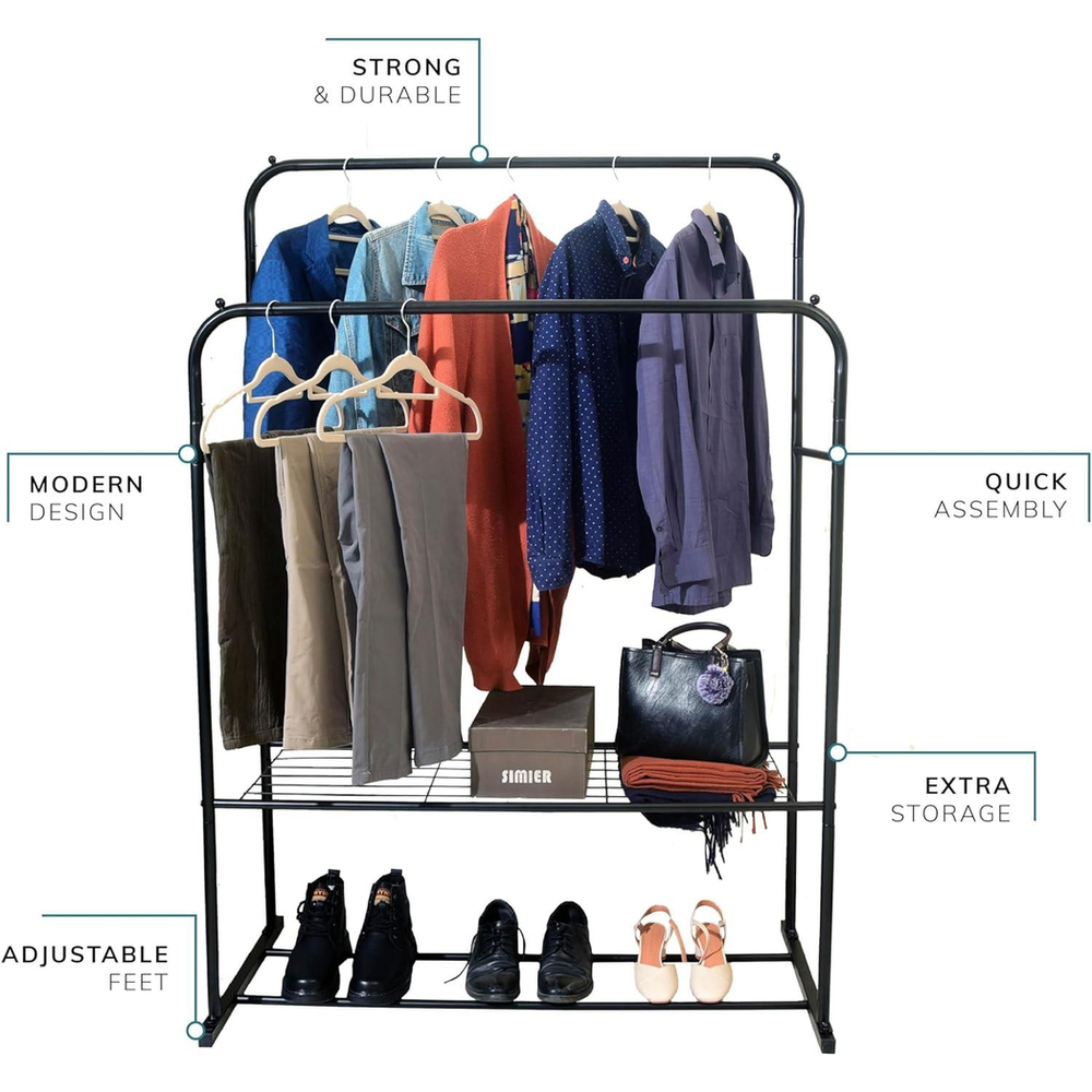 Double Clothes Rail in Black