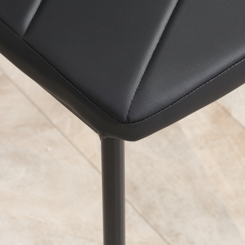 HOMCOM 6-Pieces Dining Chairs, Faux Leather Kitchen Chairs, Black