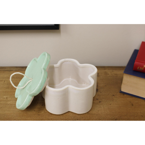 Green Flower Shape Trinket Box