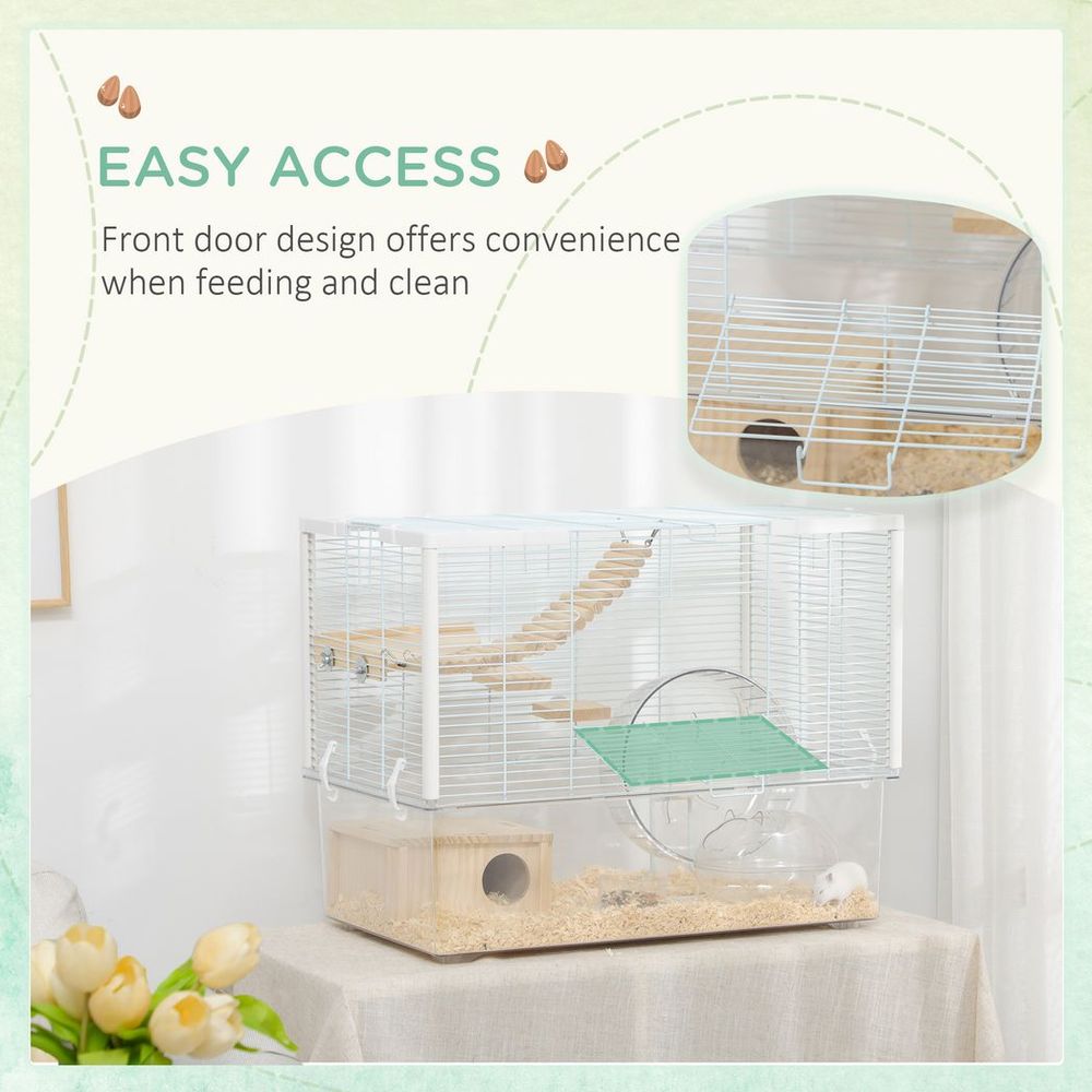 PawHut Hamster Cage - Spacious w/ Deep Bottom, Ramp, Exercise Wheel - Perfect for All Small Pets. Quality & Detail-Oriented Seller