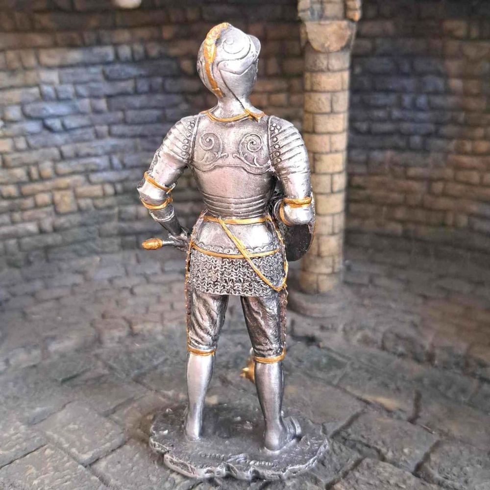 Knight With Shield and Flail - 15th Century (hand-cast statue sculpture) 10.5cm Height