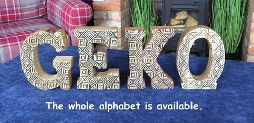 Hand Carved Wooden Geometric Letters Home