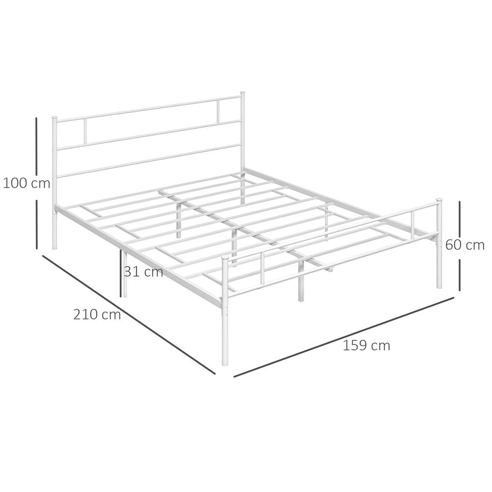 HOMCOM King Metal Bed Frame w/ Headboard and Footboard, Underbed Storage Space