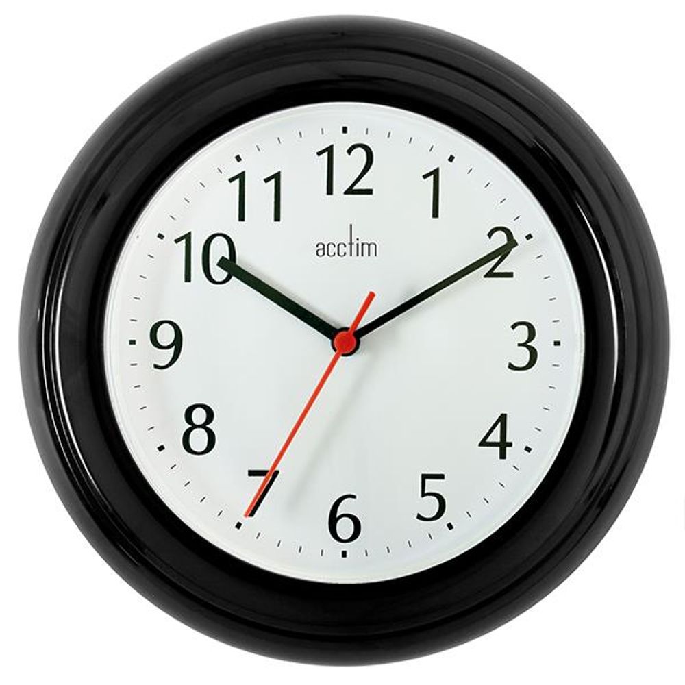 Wycombe Black Kitchen Wall Clock - Stylish, Accurate, 22.5cm - Acctim Brand