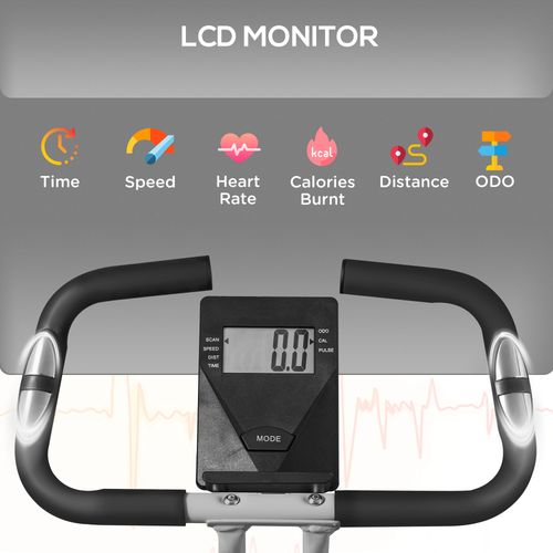 SPORTNOW Folding Exercise Bike with Heart-Rate Sensor for Home Use