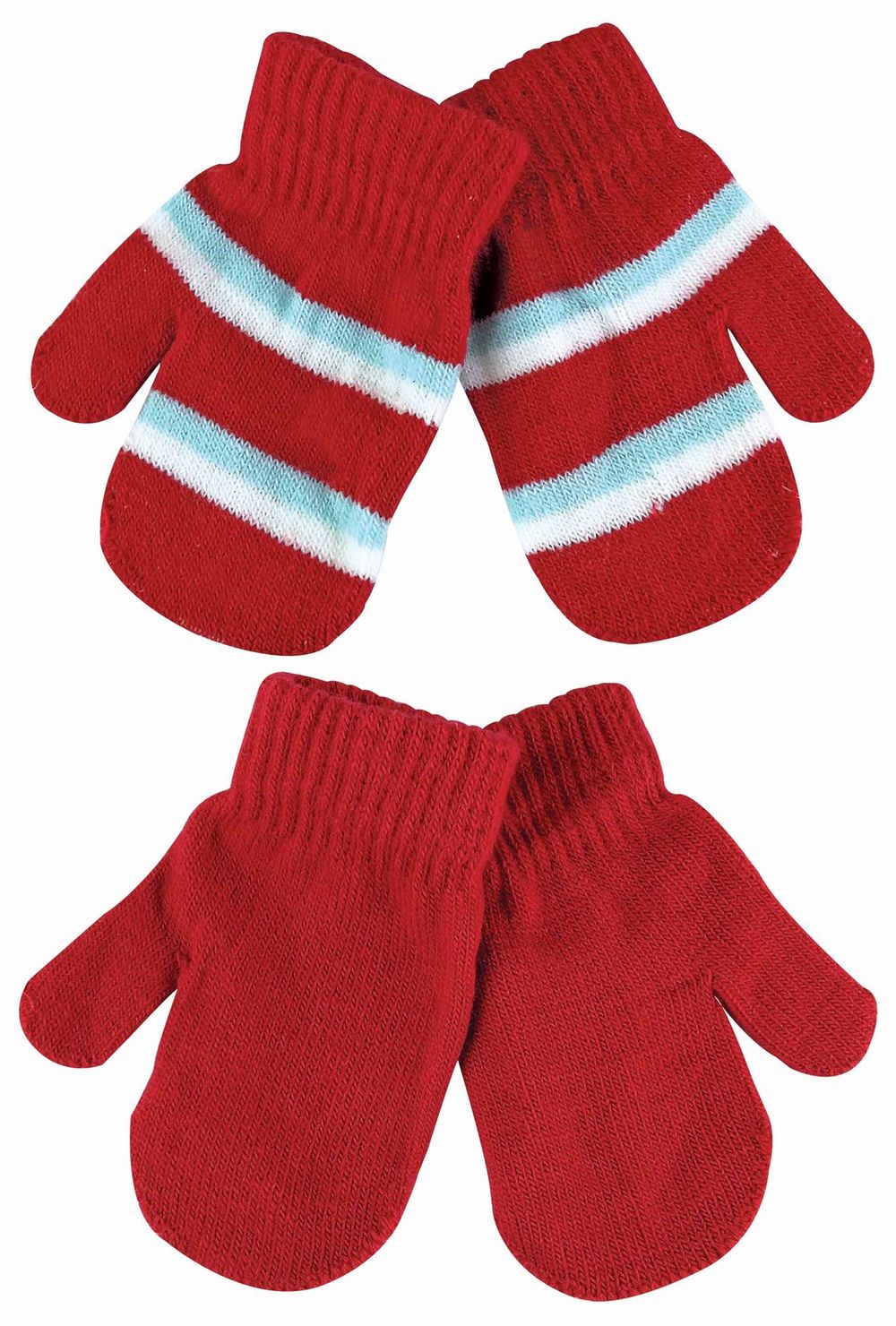 Cozy Baby Mittens - Unisex, 12-24 Months, 2 Pack, Soft & Warm, Blue, Pink, Red, Machine Washable