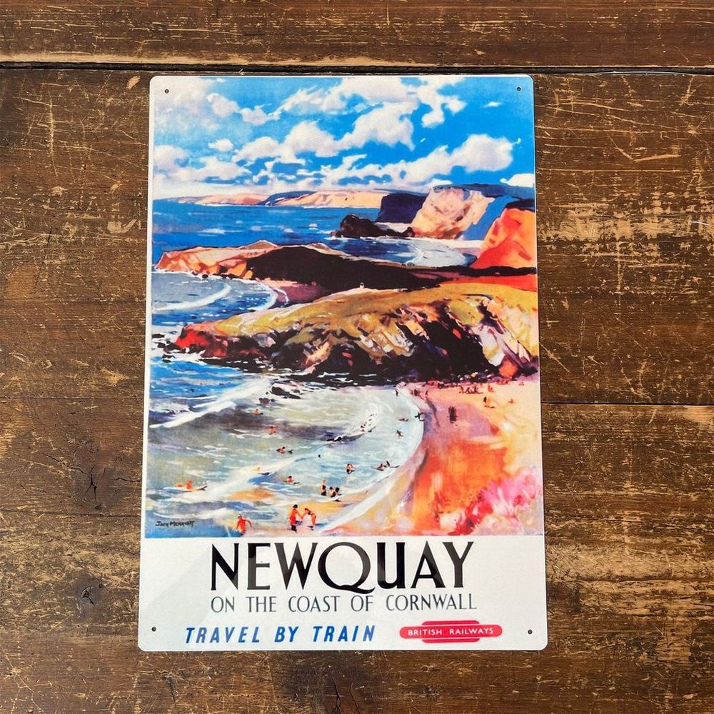 British Railways Retro Advertising - Vintage Metal Sign, Newquay