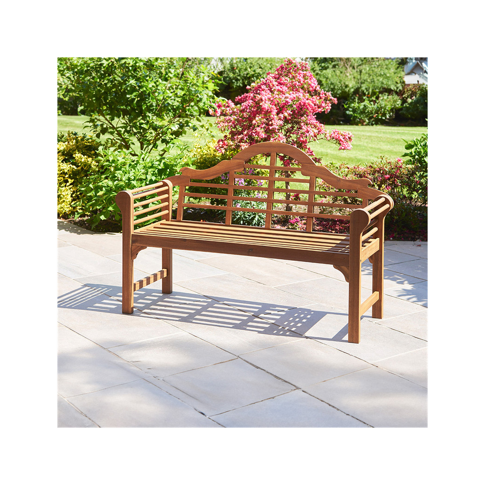 Luxury Lutyens Style Garden Bench - Natural Oil Finish - Handcrafted Acacia Wood - Weather Resistant - Easy Assembly