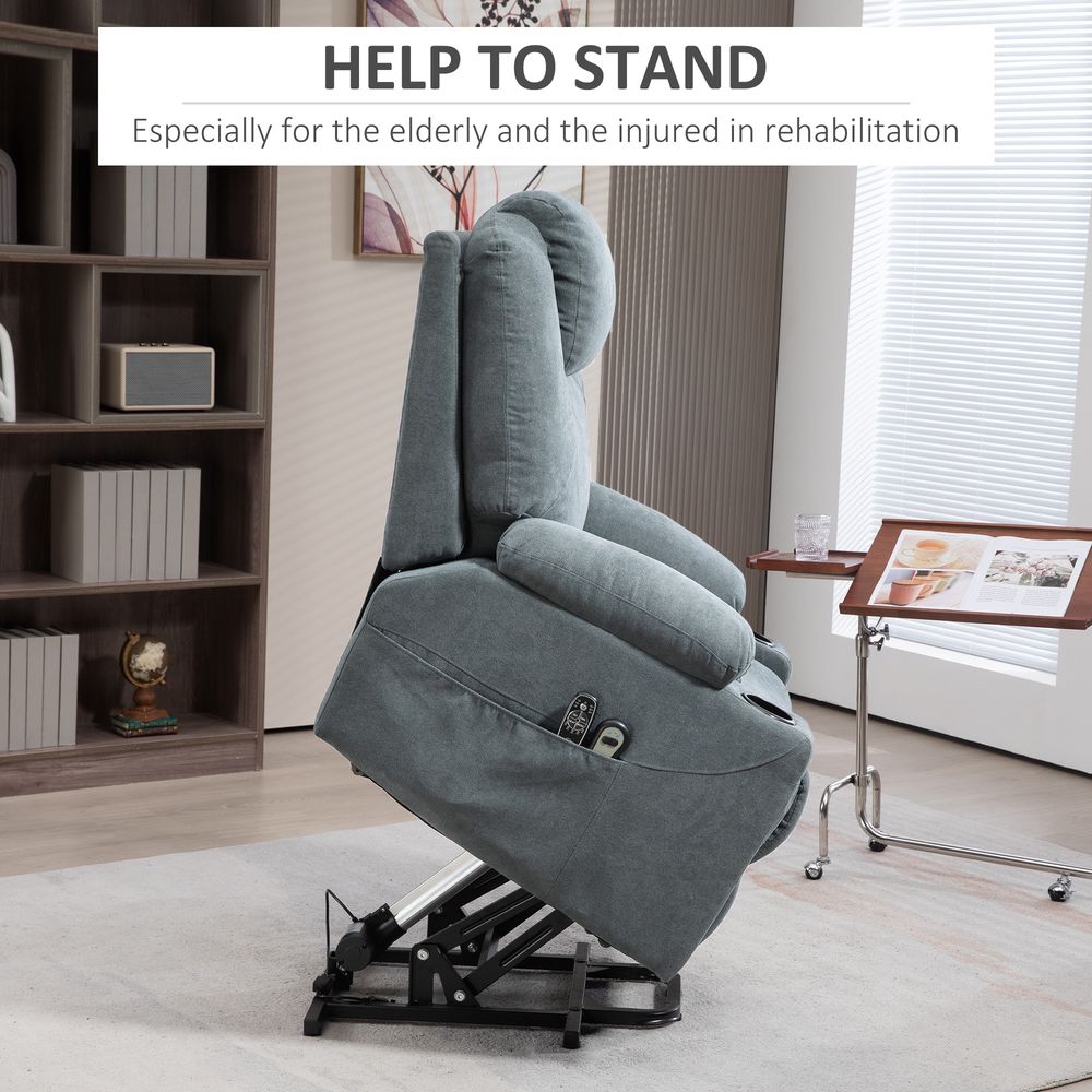 Luxury HOMCOM Lift Chair - Vibration Massage, Heat, Easy Assembly - Grey