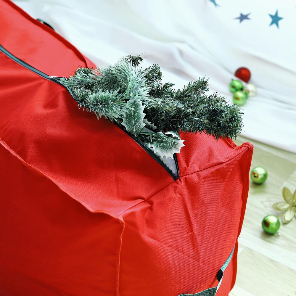 Premium Red Xmas Tree Storage Bag - Keeps Your Tree Safe & Dust-Free - Fits Up to 7.5 Ft Trees